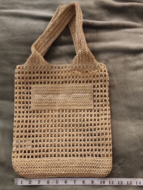 MAC Cosmetics Cream Woven Crochet Tote